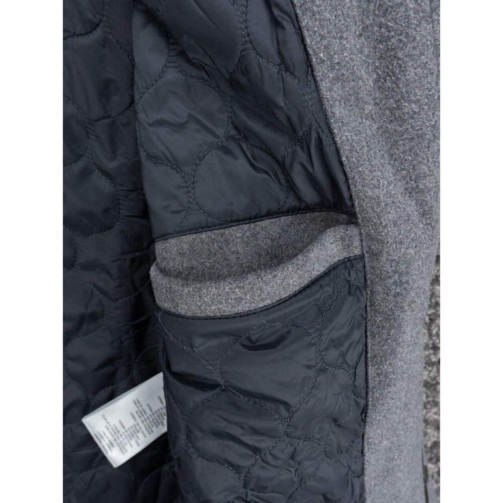 Levis Jacket Mens Large Gray Hooded Zipped Quilt Lined Wool Blend Field Military - Picture 6 of 16
